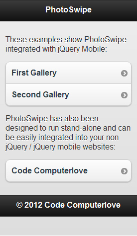 jQuery Mobile Images Gallery