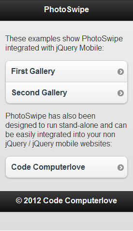 jQuery Mobile Images Gallery jQuery Mobile Images Gallery