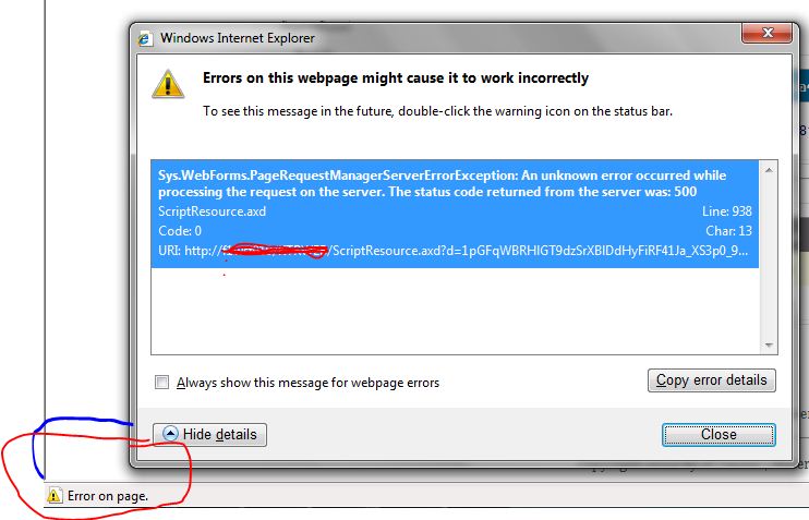 Error code 500