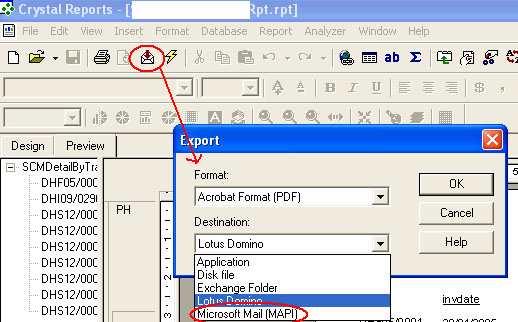 Mail (MAPI) in Crystal report8.5
