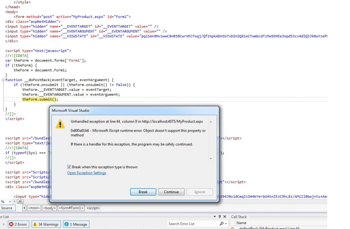 ขอความช่วยเหลือเรื่อง master page แล้วเกิดอาการ javascript __dopostback