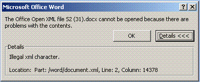 the office open xml error