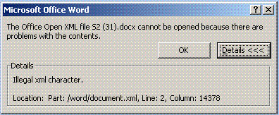 the office open xml error the office open xml error