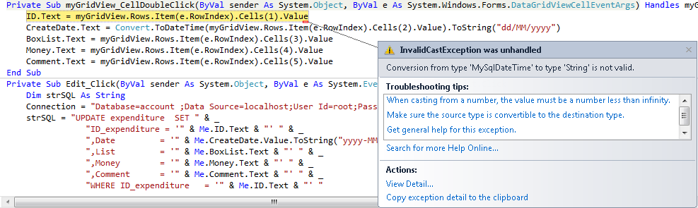 มันบอกให้ Convert .ใช้ไหมครับ เเต่ค่านี้เป็น Text 
