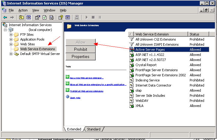 Windows 2003 Allow Enabled ASP Classic