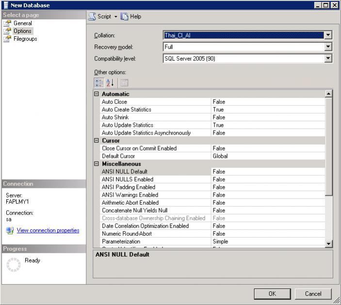 SQL Server Create Database Collation