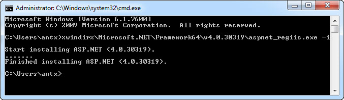 ASP.NET 4.0 registered with IIS