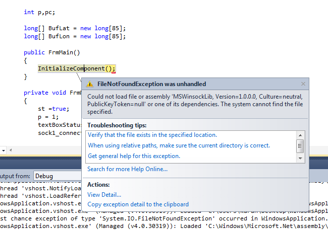 InitializeComponent();  มันบอกว่า file ไม่มี ต้องแก้ยงไง