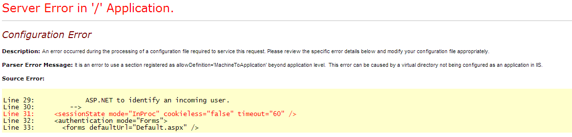 ช่วยดู Error Web.config ทำ iis หน่อยครับ [allowDefinition ...