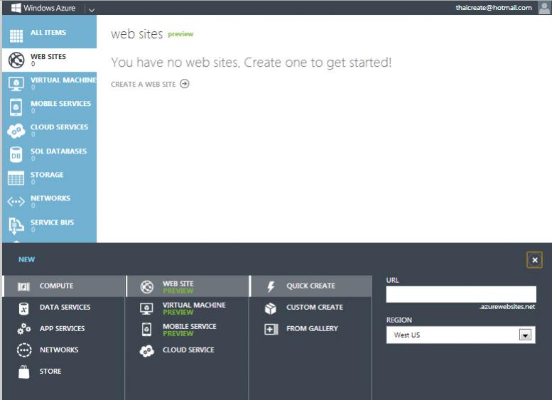 Windows Azure Management Portal