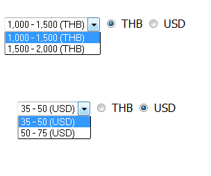 List menu กับ radio button