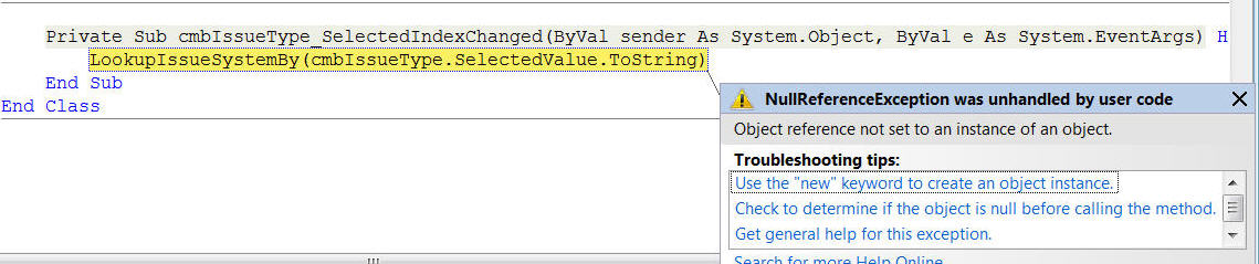 Error ตอนLookupที่Control combobox IssueSystem(cb3