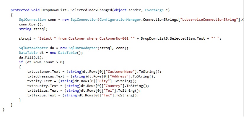 โค้ดที่อยู่ในdropdowlist ครับ