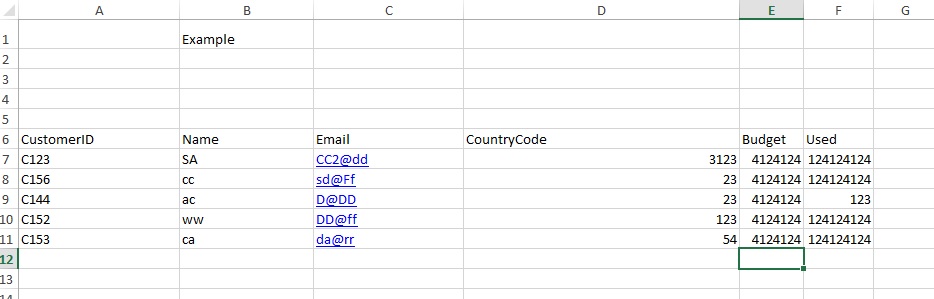 excel record