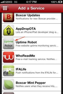 Monitor Uptime Robot Carbox iPhone