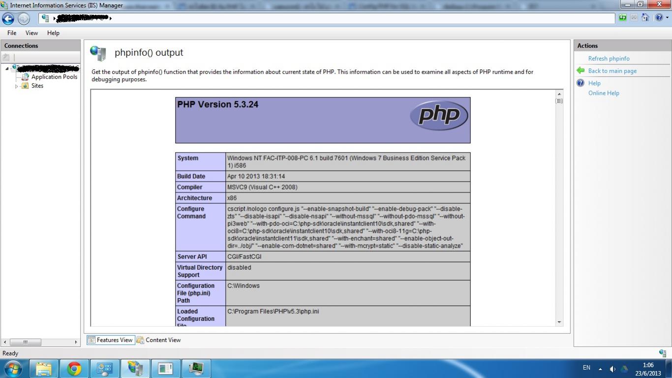 ใน iis เปิด phpinfo ได้