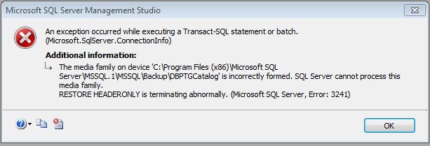 Error Sql 2008 r2