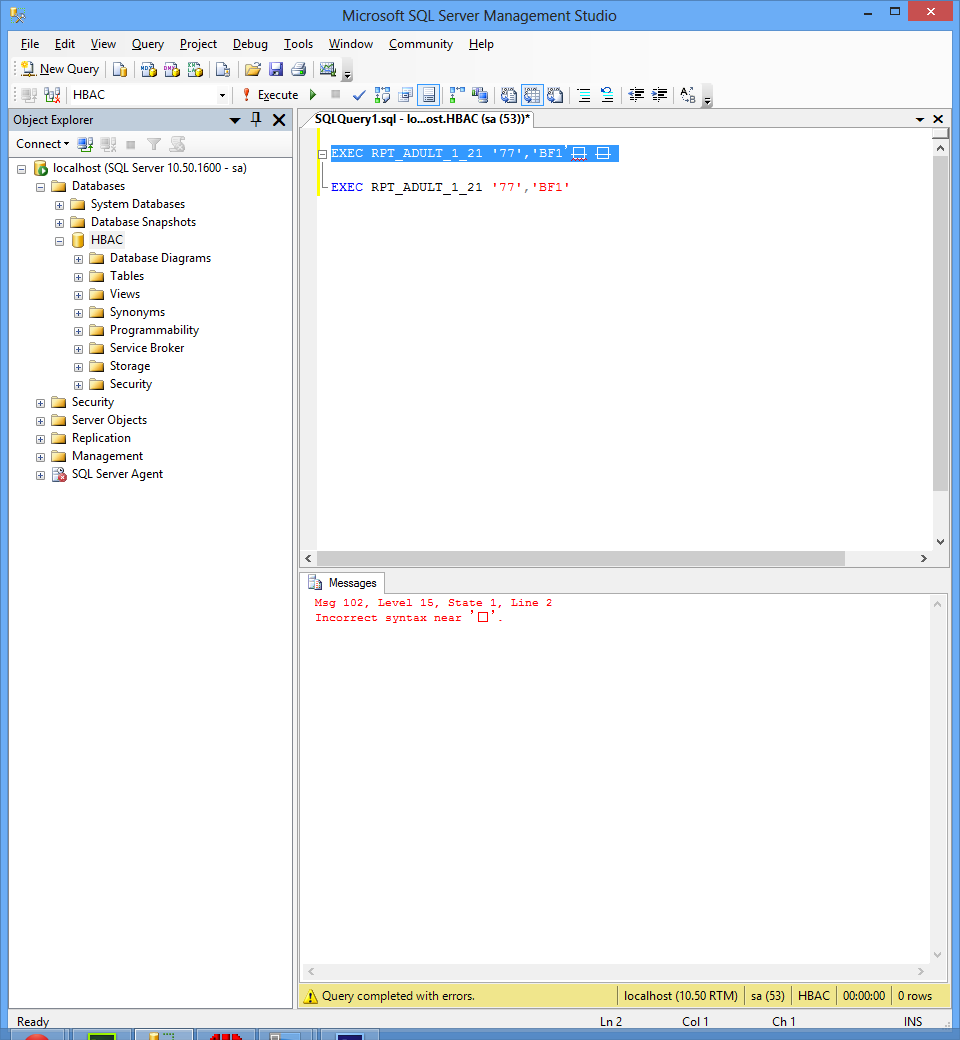 ASCII IN SQL Statement