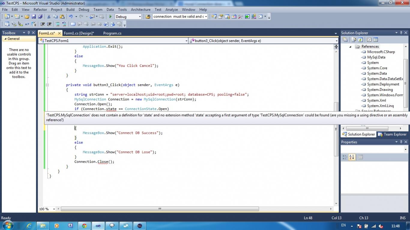 มันขึ้นเออร์เรอแบบนี้อ่ะ ผมจะเชื่มต่อฐานข้อมูล กับ mysql ครับ