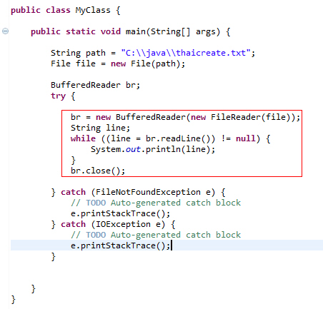 Java try catch Exception