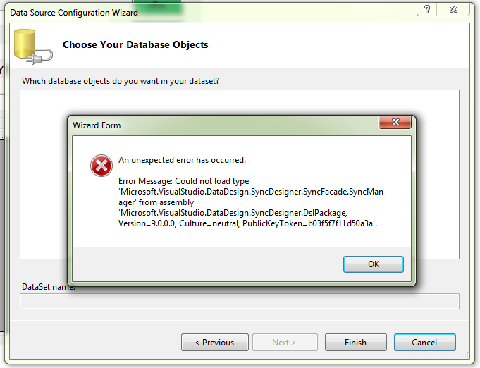 error add sql to vs 2008