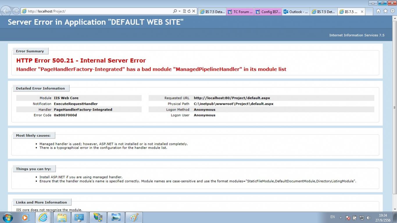 สร้าง host แล้วมี error แก้ไงคับ : Handler “PageHandlerFactory ...