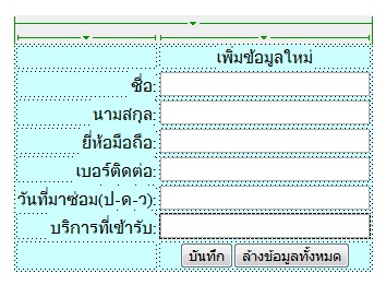บริการที่เข้ารับ บริการที่เข้ารับ