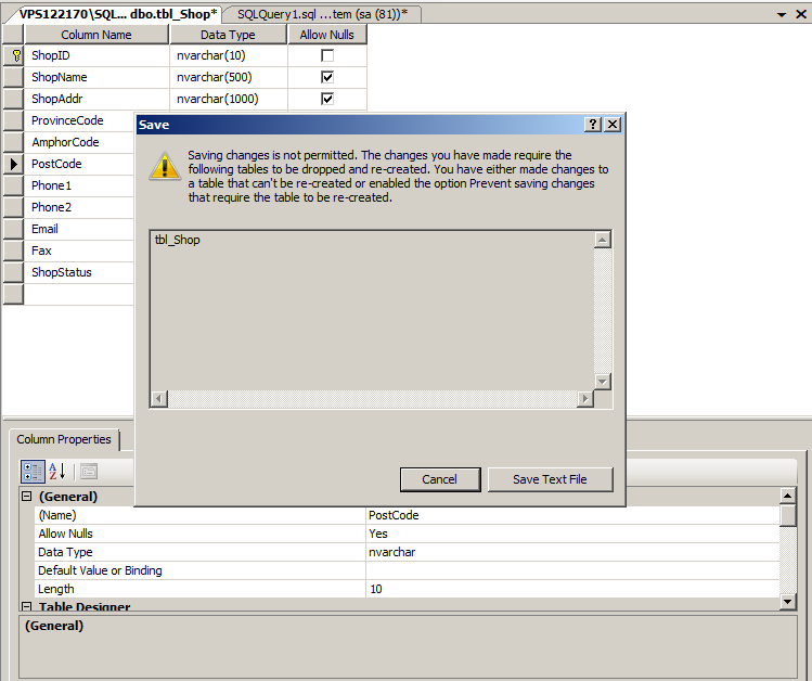 errorSQLserver