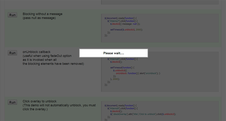 jQuery BlockUI - Page or element overlay สร้าง Page Overlay แบบ Lightbox