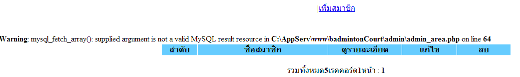 ตารางโชว์รายชื่อสมาชิก