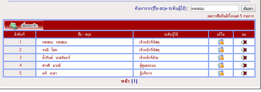 ค้นหาแล้วขึ้นข้อมูลทั้งหมด