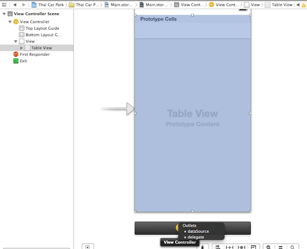 สร้าง UITableView ขึ้นมา