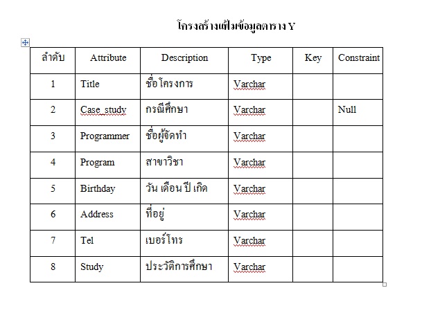 ตารางY