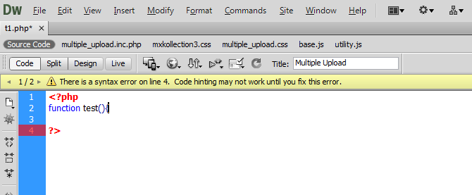 DreamWeaver Error {