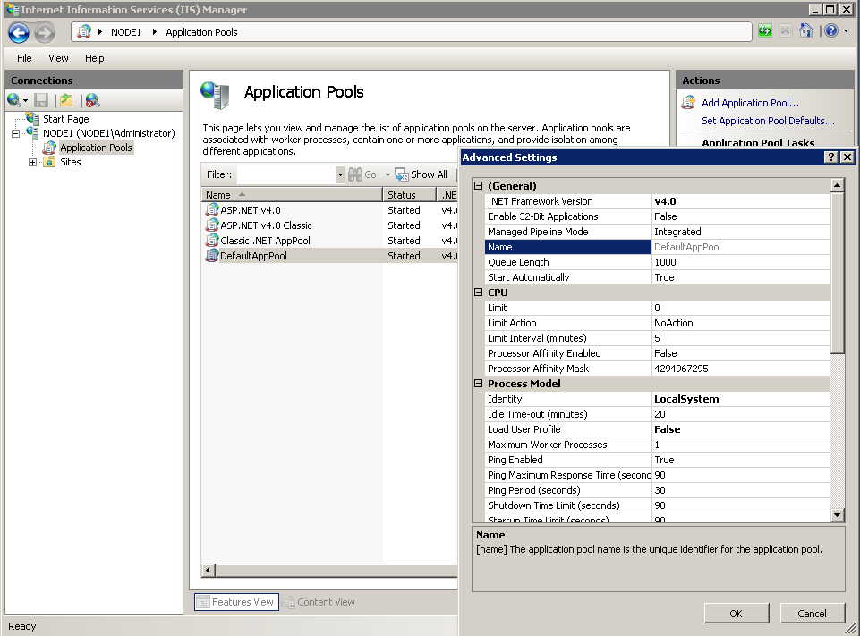 DefaultAppPool DefaultAppPool