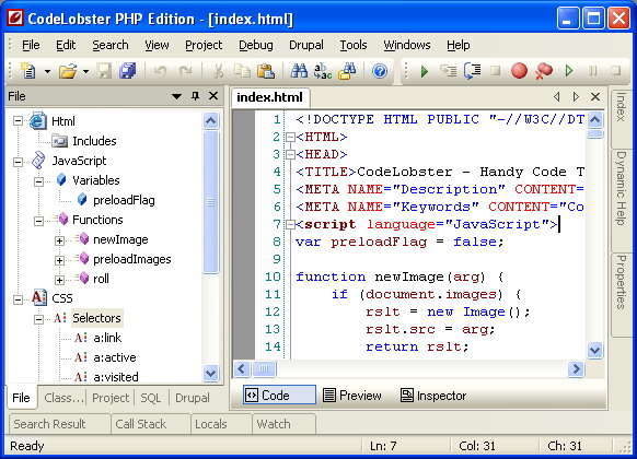 Codelobster เครื่องมือ Tools Editor เขียน Php, Html, Css, Javascript (Ide)
