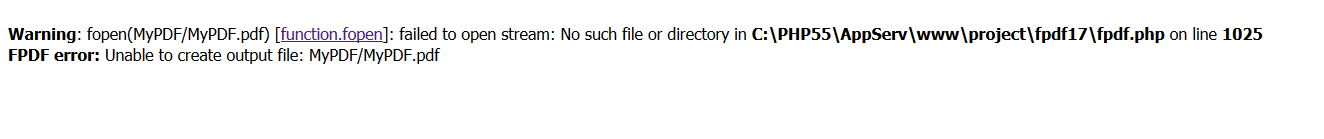 fpdf error