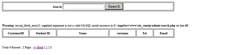 ข้อมูลที่ในตารางที่ดึงข้อมูลจากdatabase ไม่ขึ้นอ่ะ