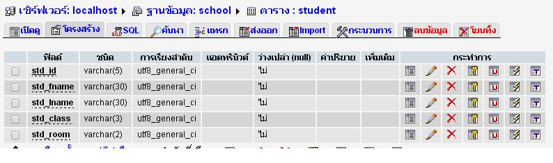 ฐานข้อมูล student