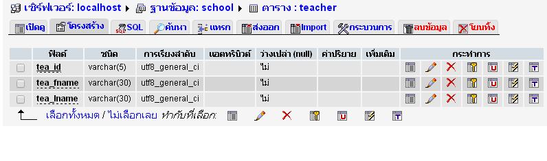 ตาราง teacher