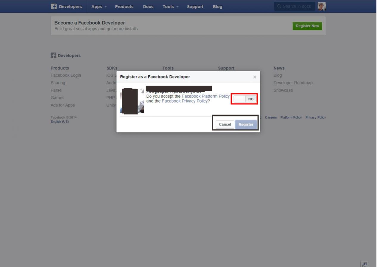 Facebook Developers ไม่ได้ขอคำแนะนำหน่อยครับ