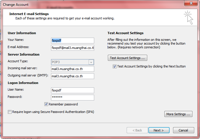 outlook setting