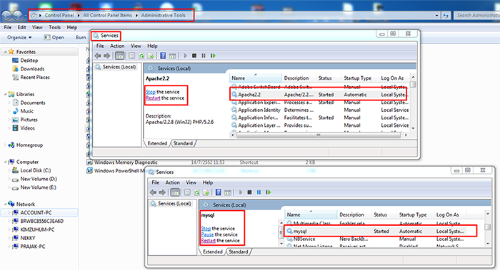 Restart AppServ and Mysql 3