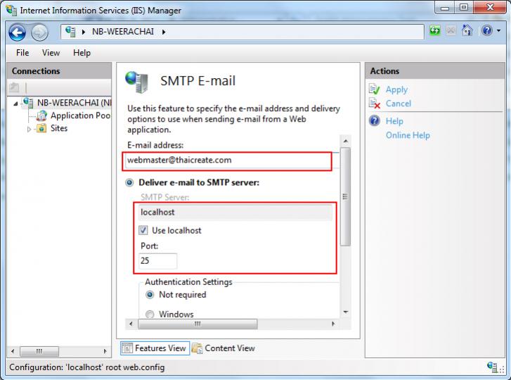 SMTP E-Mail Windows 7