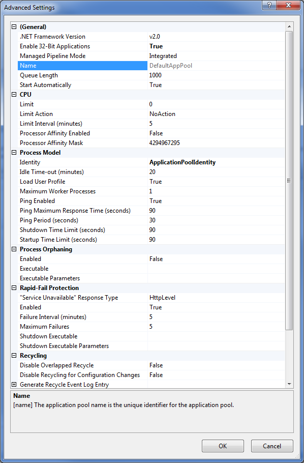 Enable 32-bit Application IIS7