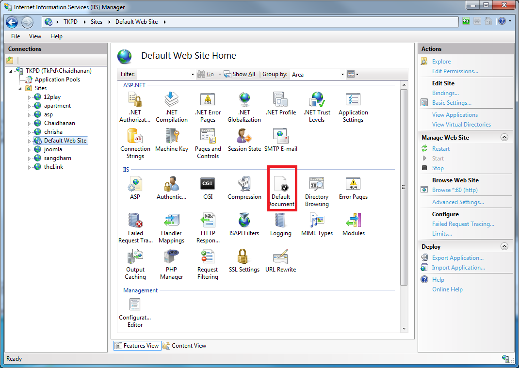 IIS Default document IIS Default document