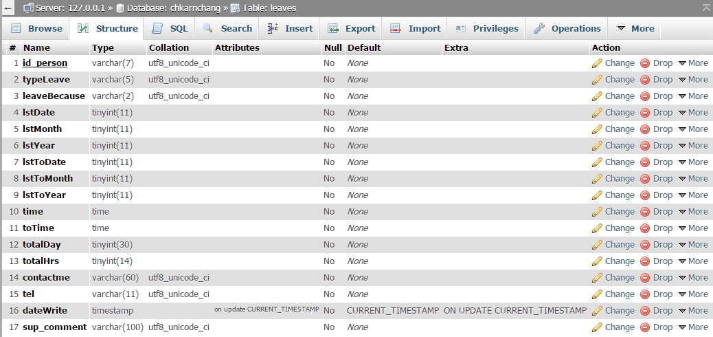 ตาราง leaves ตาราง leaves