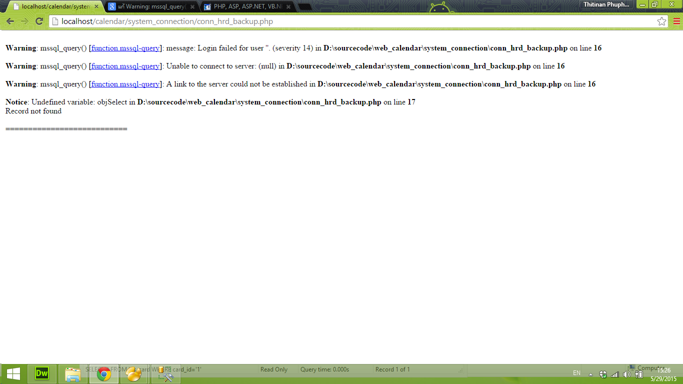 error php connect MSSQL