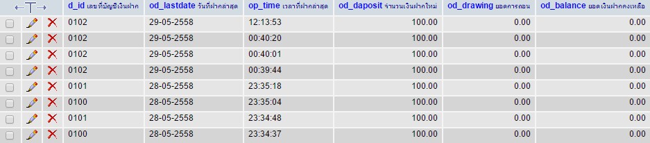 database รายการฝาก database รายการฝาก