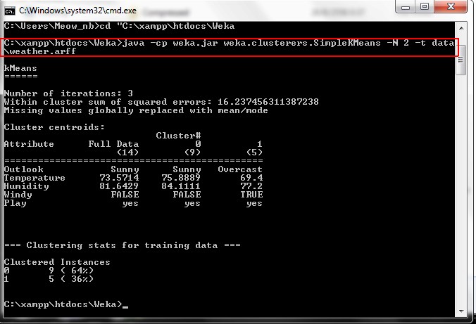 ตัวอย่าง รันWeka ใน cmd